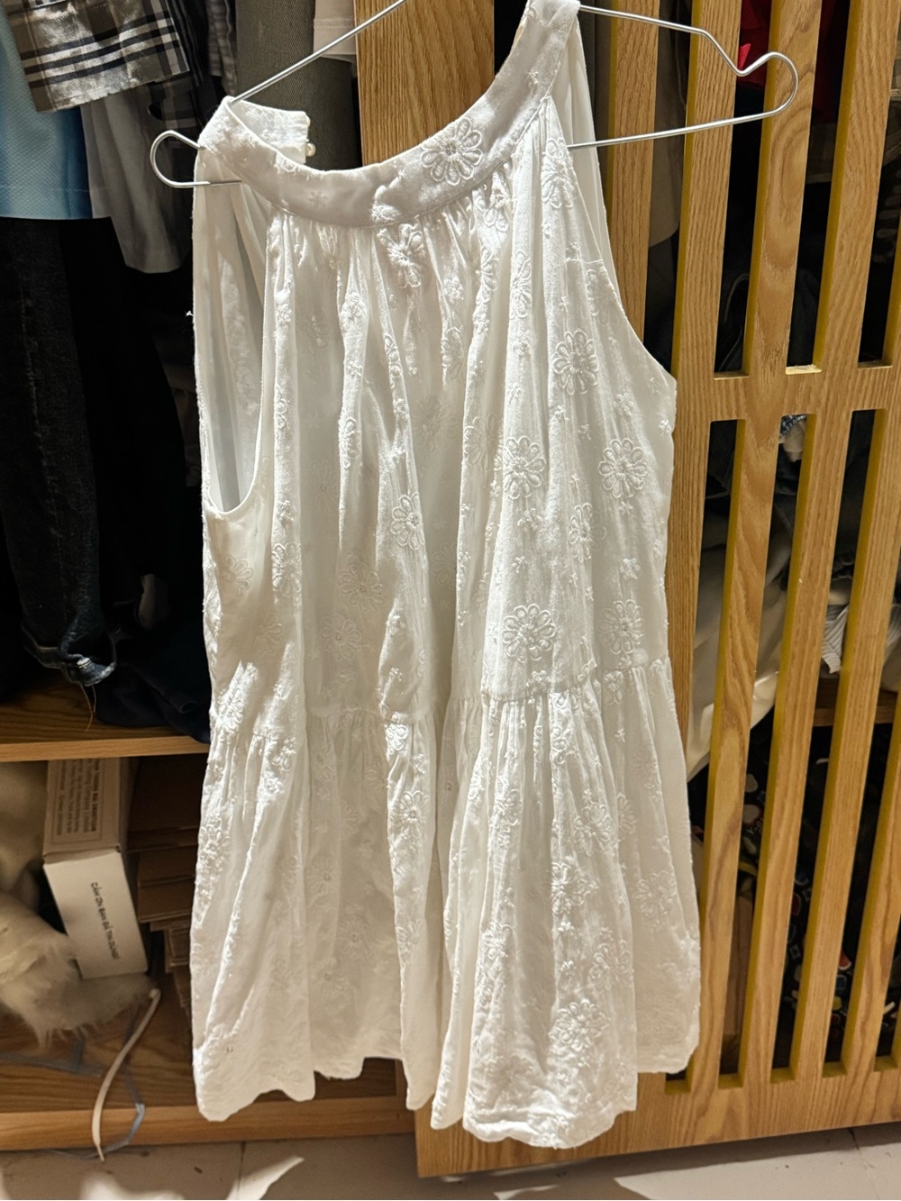 White Embroidered Sleeveless Summer Dress